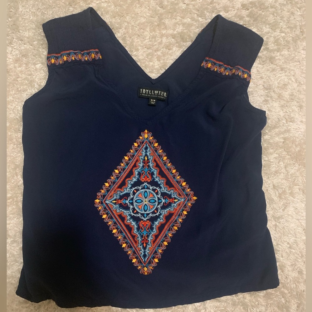 Idyllwind Embroidered Navy Blue blouse tank